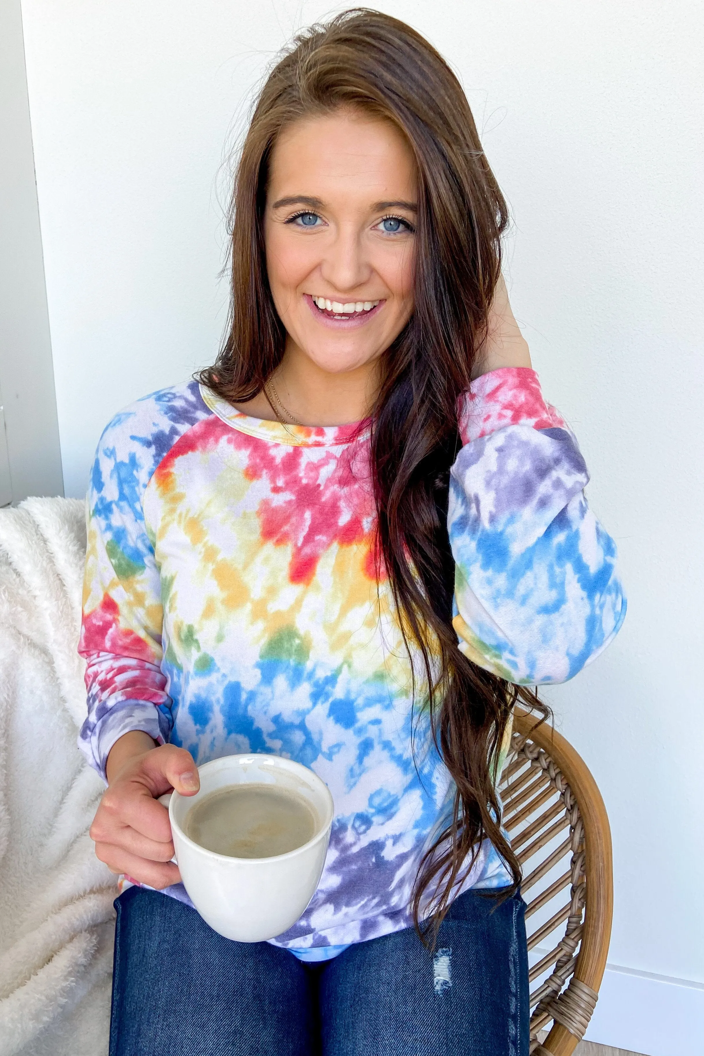 Feels Like A Dream Tie Dye Pullover Top- Rainbow