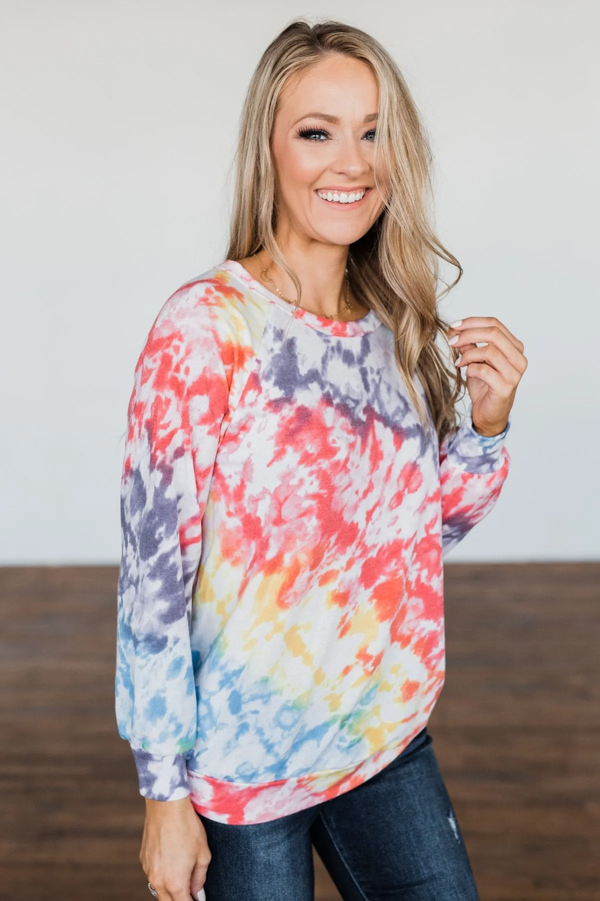 Feels Like A Dream Tie Dye Pullover Top- Rainbow