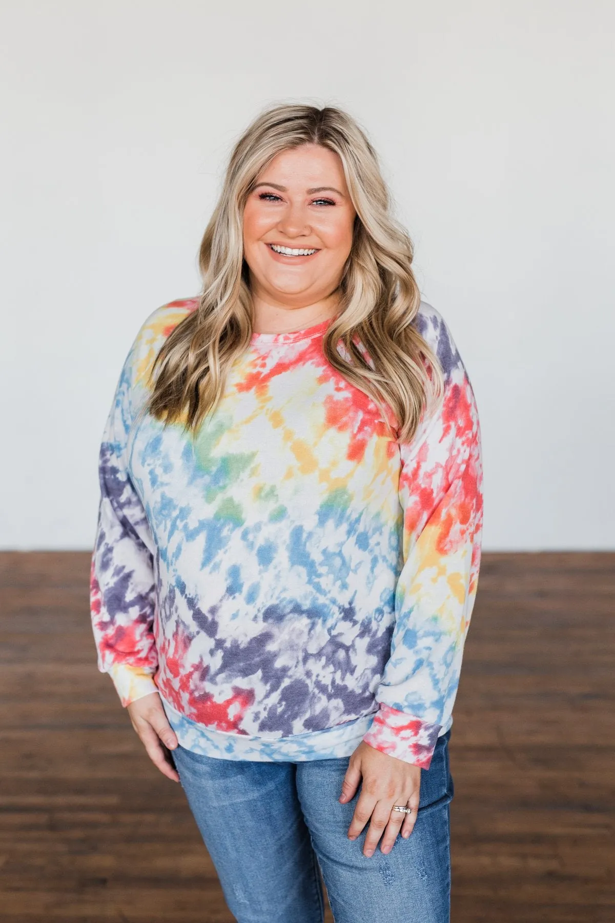 Feels Like A Dream Tie Dye Pullover Top- Rainbow