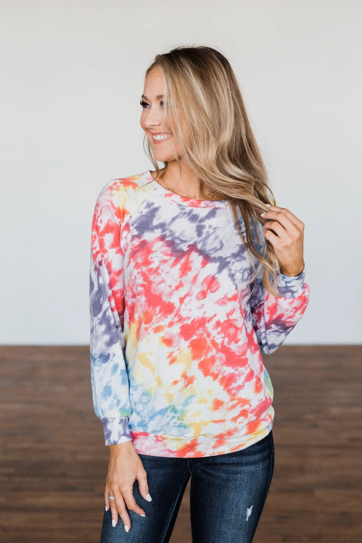 Feels Like A Dream Tie Dye Pullover Top- Rainbow