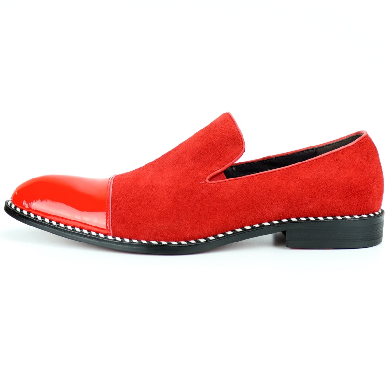 FI-7280 Red Suede Cap Toe Slip On Fiesso by Aurelio Garcia