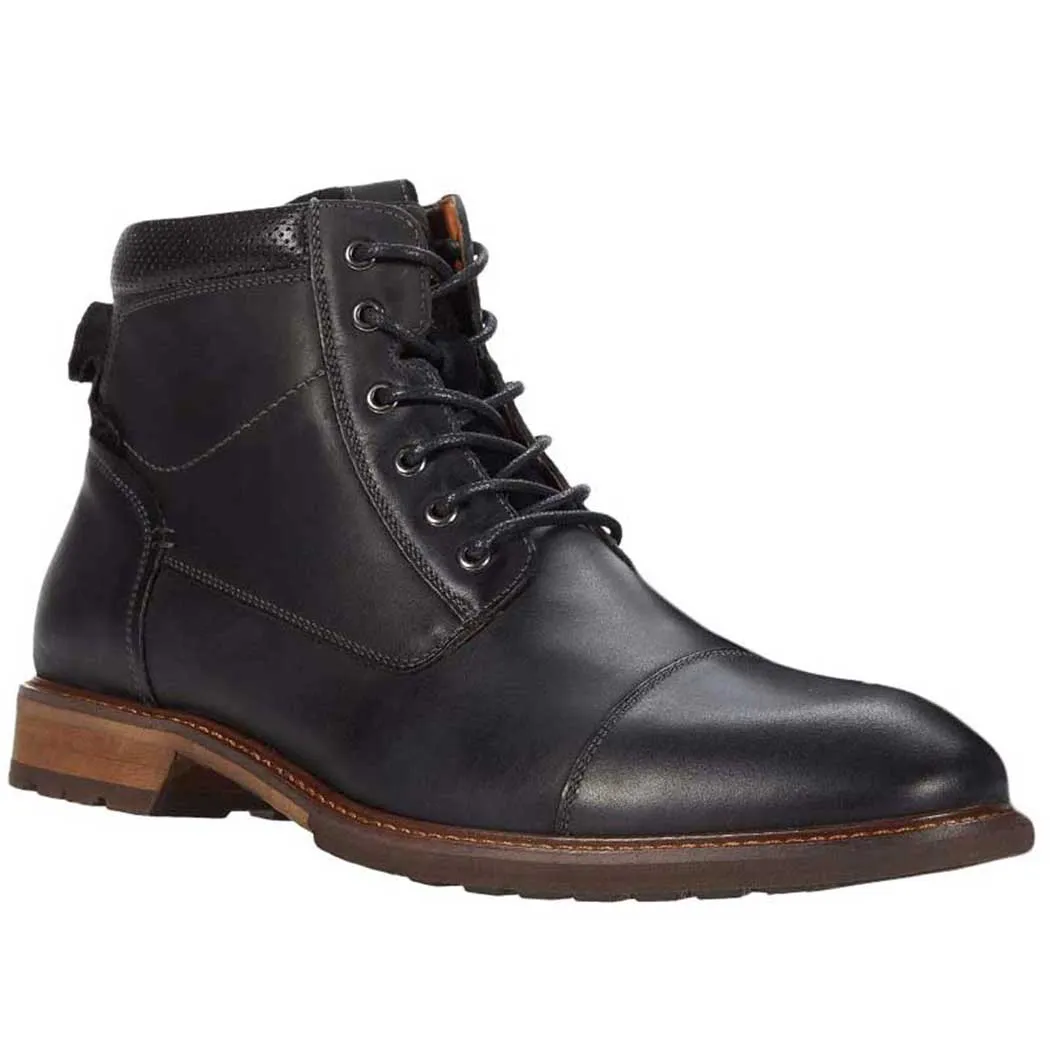 Florsheim Lodge Cap Toe Lace Up Boot Black Crazy Horse (Men's)