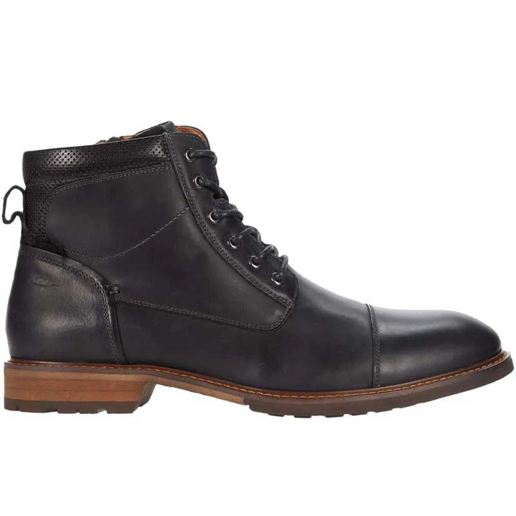 Florsheim Lodge Cap Toe Lace Up Boot Black Crazy Horse (Men's)