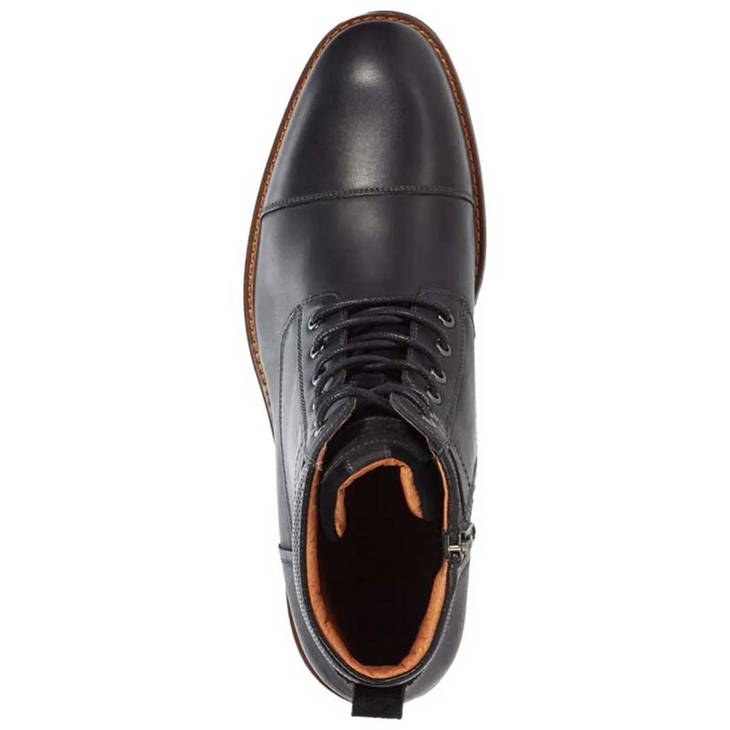 Florsheim Lodge Cap Toe Lace Up Boot Black Crazy Horse (Men's)