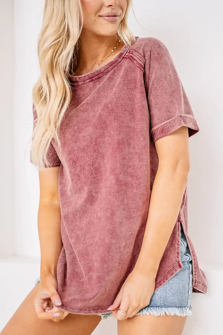 French Terry Pullover Top | Cabernet