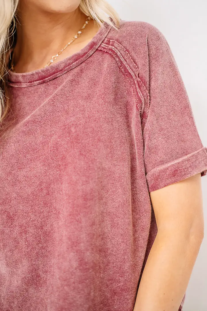 French Terry Pullover Top | Cabernet