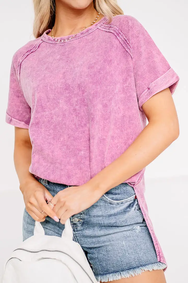 French Terry Pullover Top | Light Plum