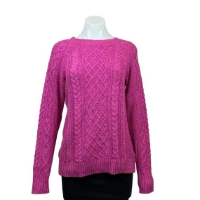 Gap Womens Pink Cotton Cable Knit Crew Neck Long Sleeve Pullover Sweater Top S