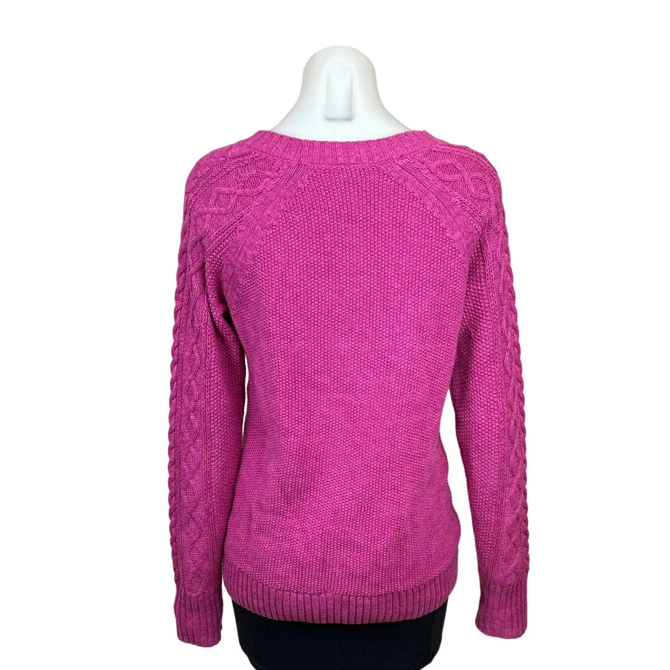 Gap Womens Pink Cotton Cable Knit Crew Neck Long Sleeve Pullover Sweater Top S