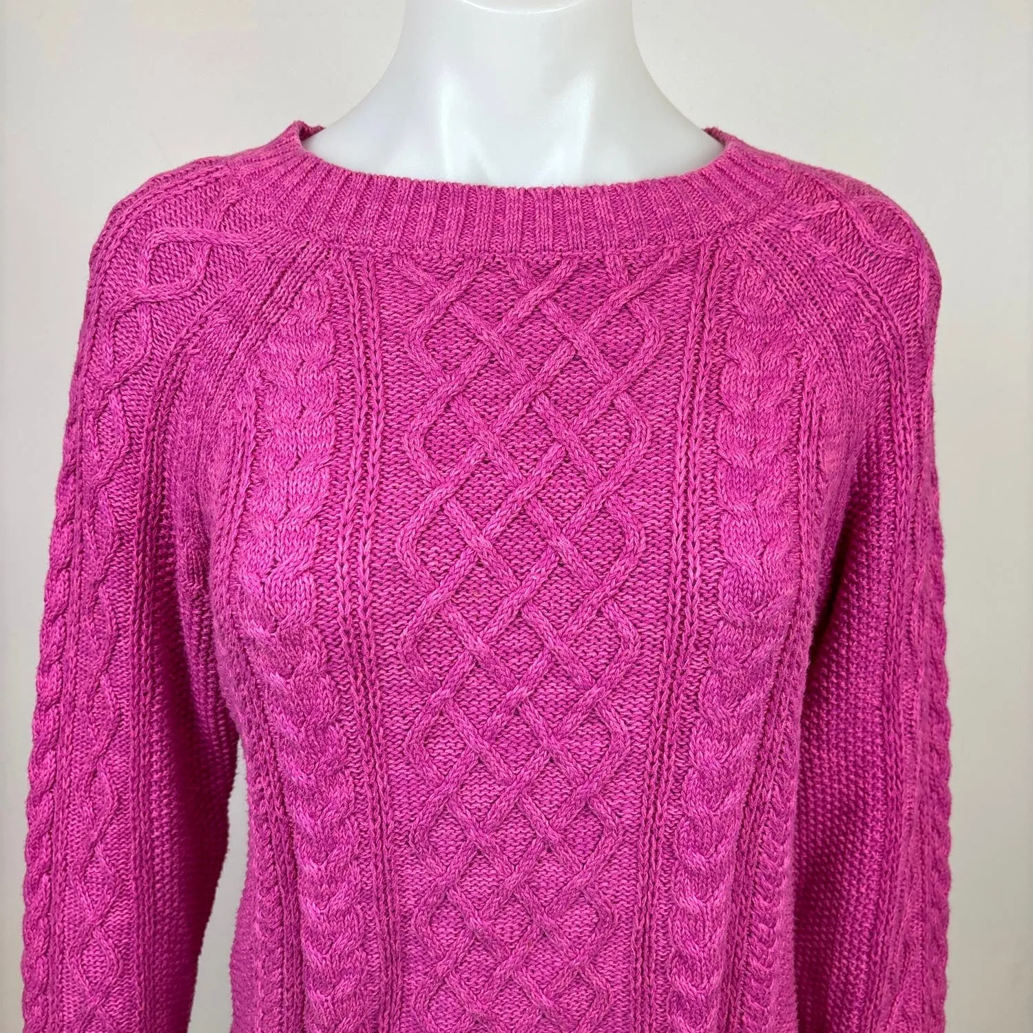 Gap Womens Pink Cotton Cable Knit Crew Neck Long Sleeve Pullover Sweater Top S