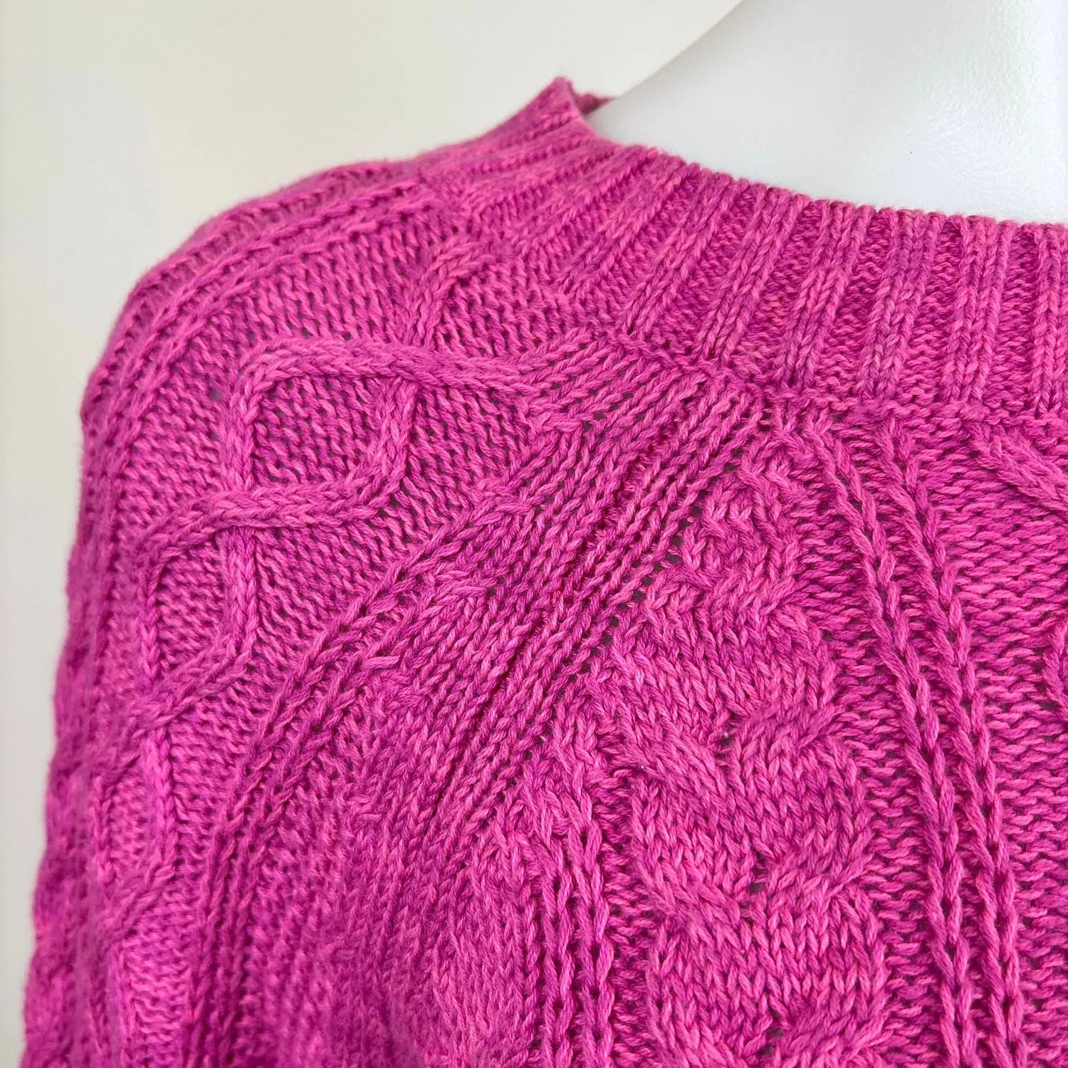 Gap Womens Pink Cotton Cable Knit Crew Neck Long Sleeve Pullover Sweater Top S