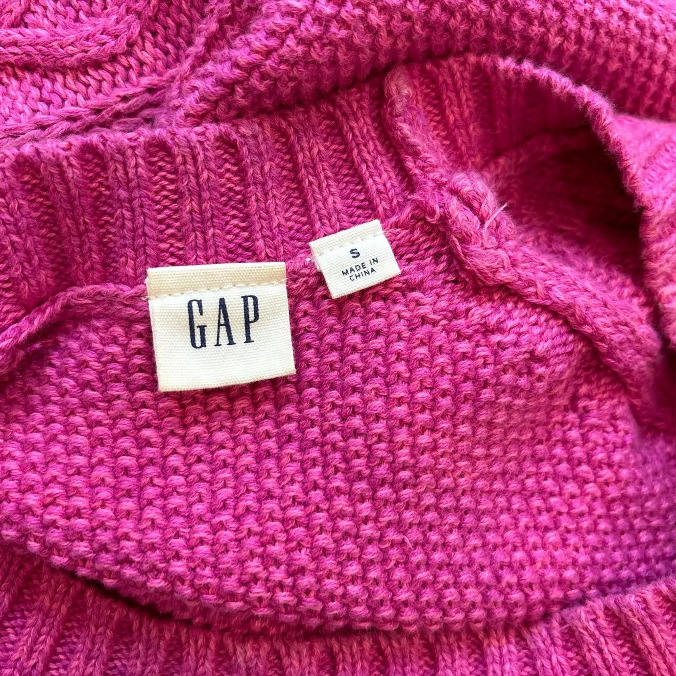 Gap Womens Pink Cotton Cable Knit Crew Neck Long Sleeve Pullover Sweater Top S