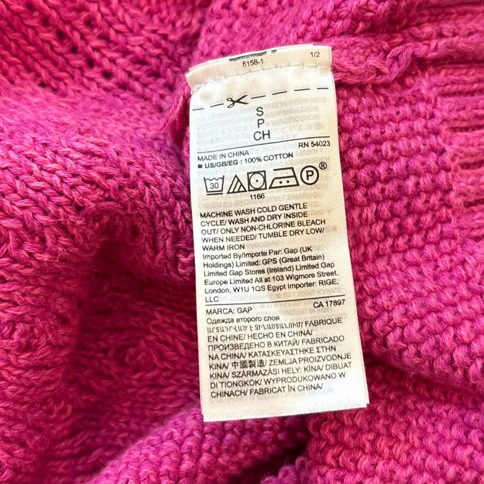 Gap Womens Pink Cotton Cable Knit Crew Neck Long Sleeve Pullover Sweater Top S