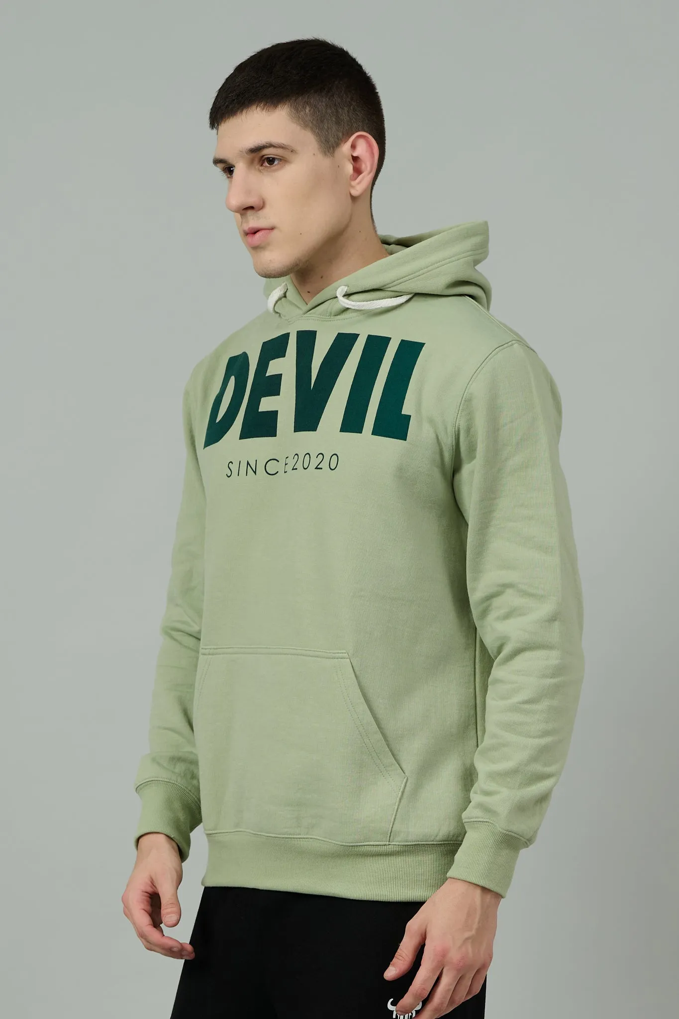 Go Devil Since 2020 Printed Green Hoodie for Men