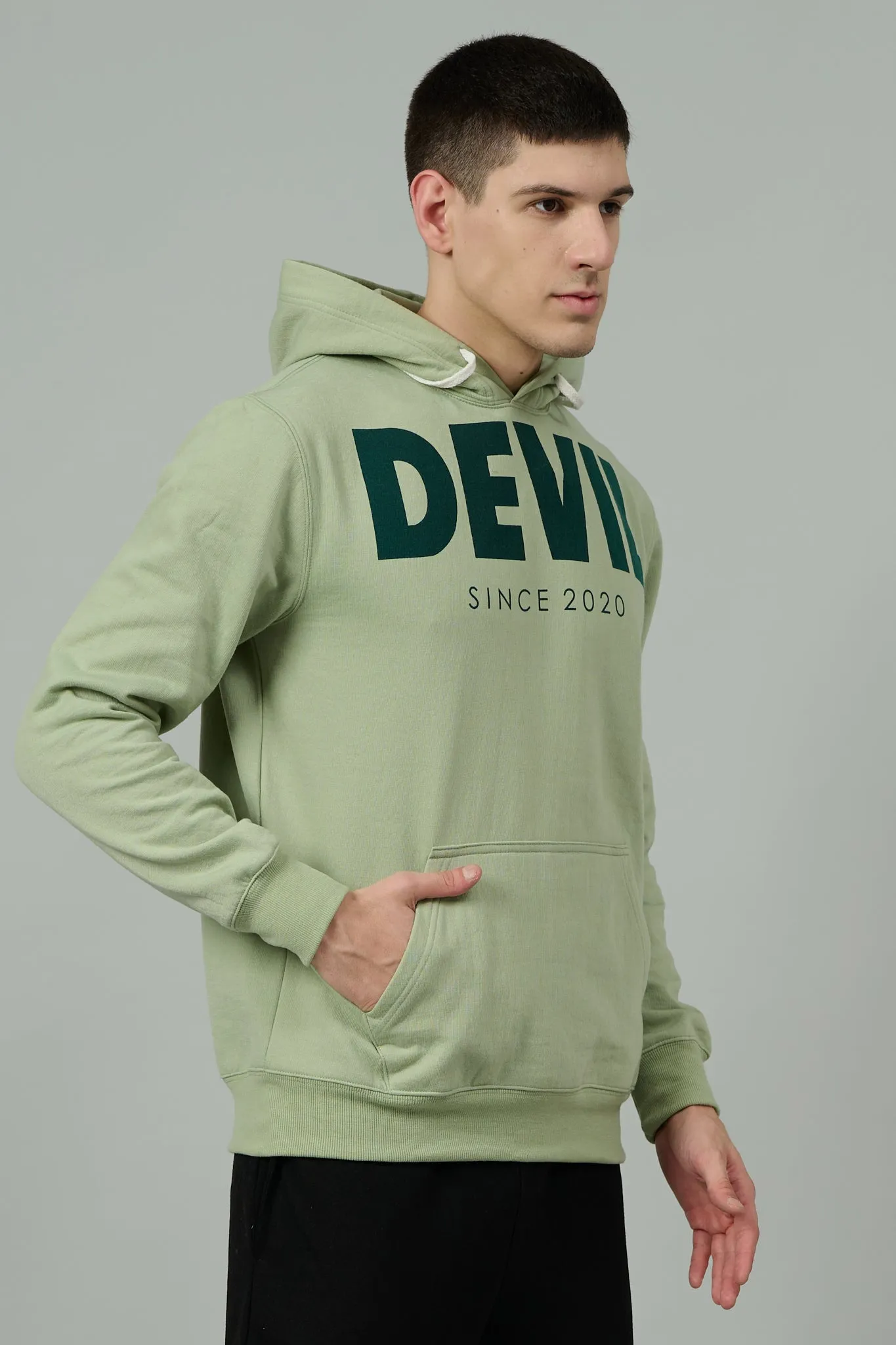 Go Devil Since 2020 Printed Green Hoodie for Men