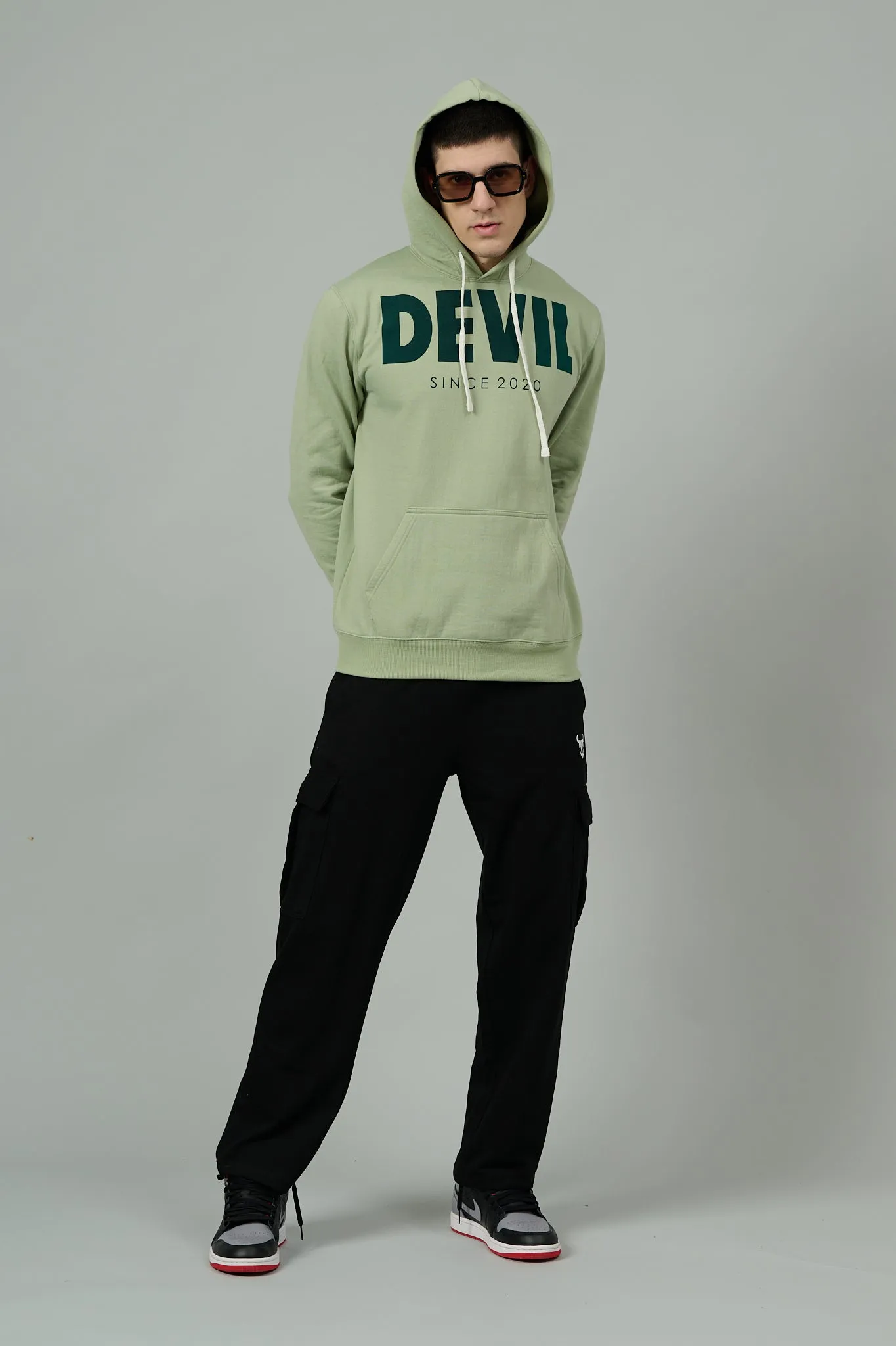 Go Devil Since 2020 Printed Green Hoodie for Men