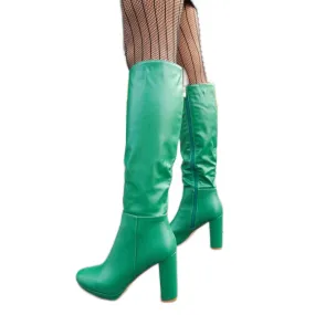 Green high heel boots by Strother