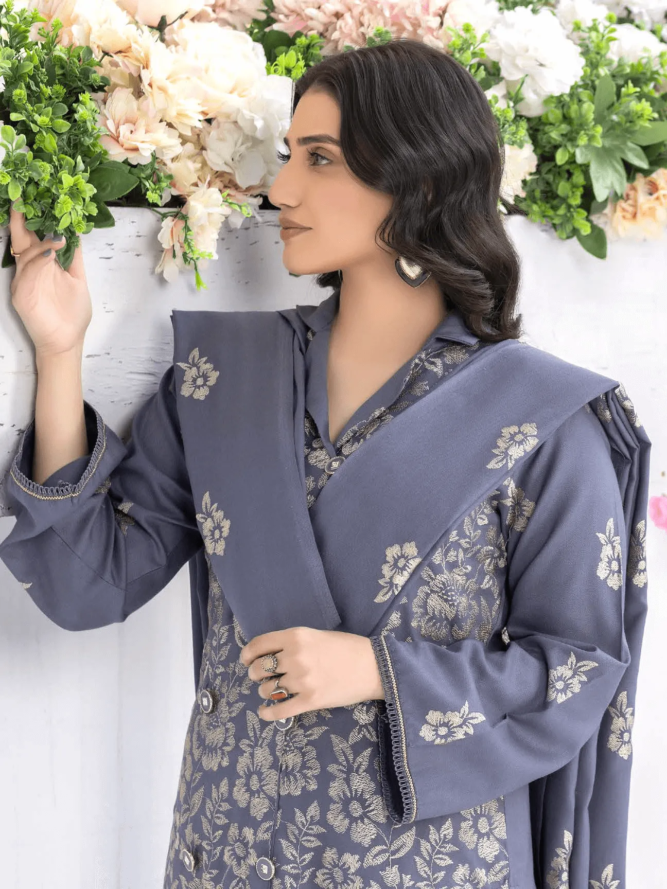 Gul Bano by Manizay Premium Embroidered Dhanak Unstitched 3Pc Suit M-02