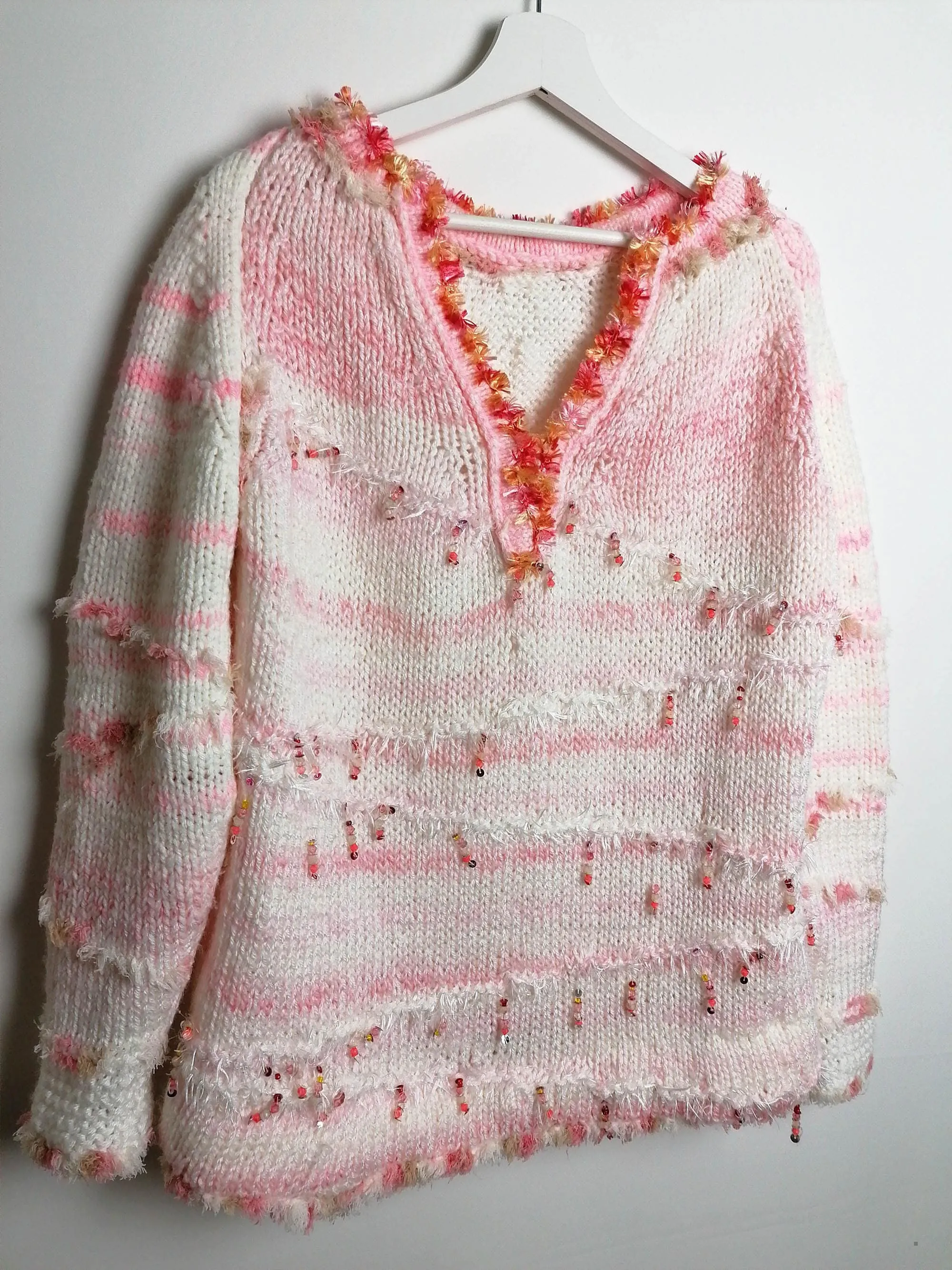 Handmade Fluffy Cotton Candy Sweater - size M-L