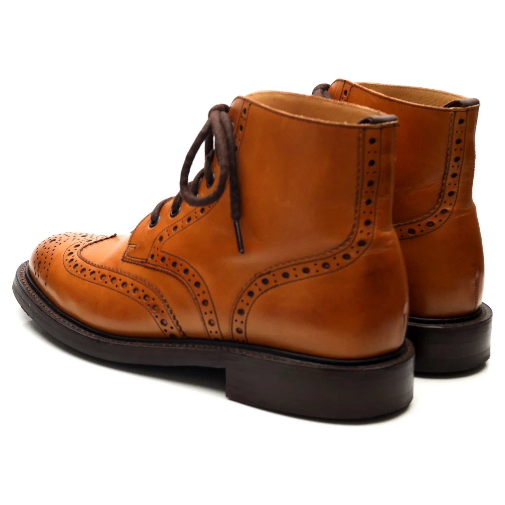 'Harrison' Tan Brown Leather Brogue Boots UK 9 F