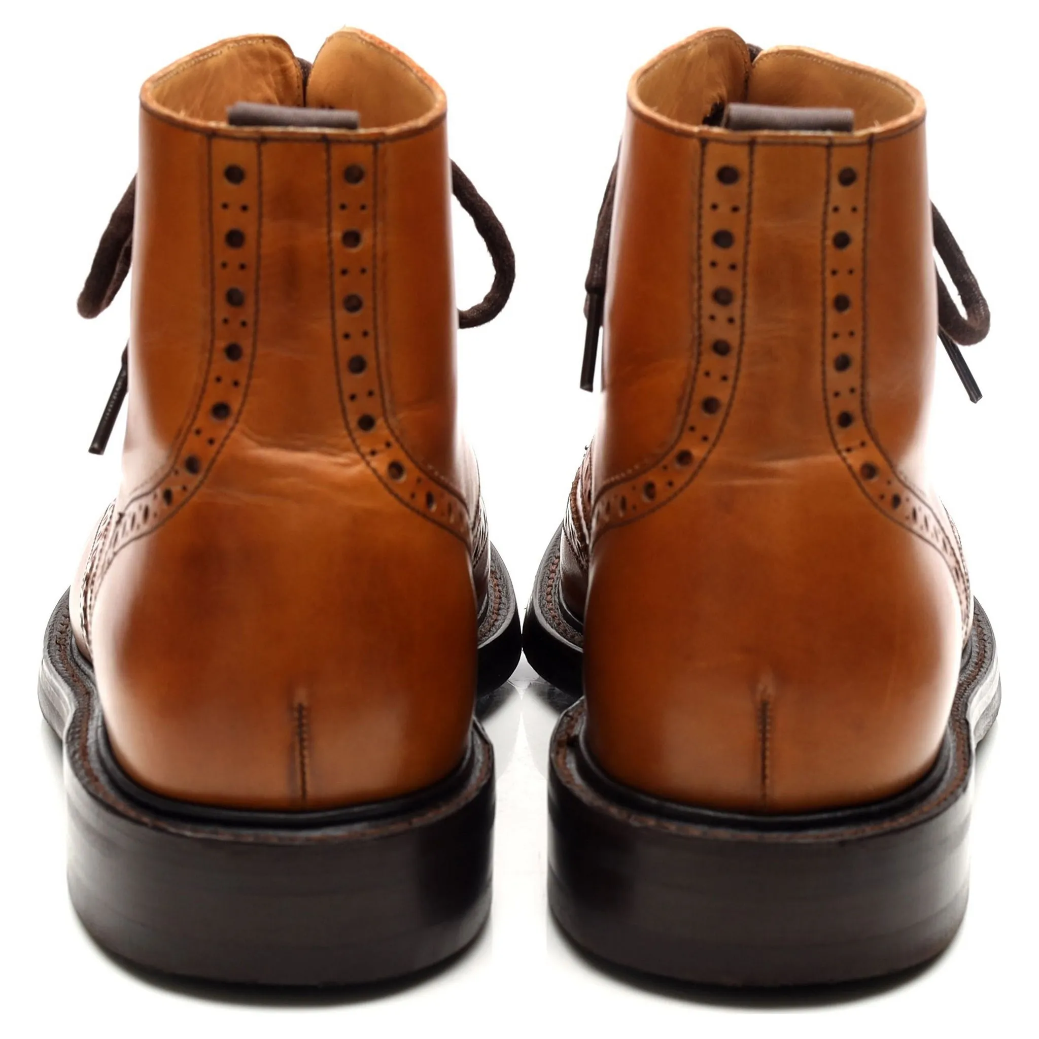 'Harrison' Tan Brown Leather Brogue Boots UK 9 F