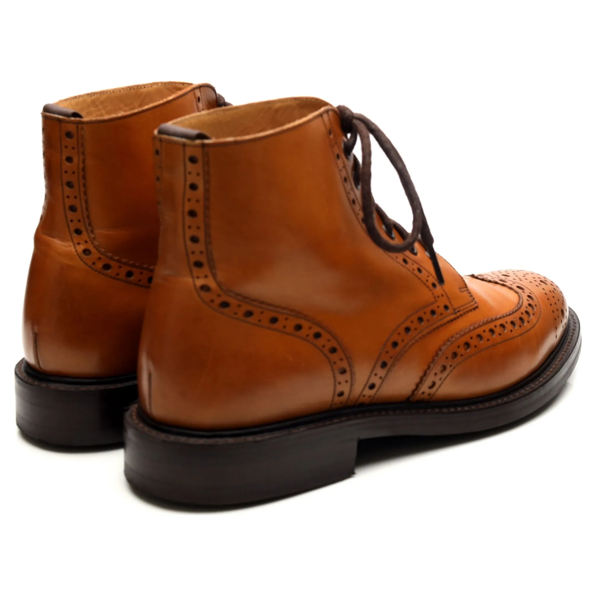 'Harrison' Tan Brown Leather Brogue Boots UK 9 F