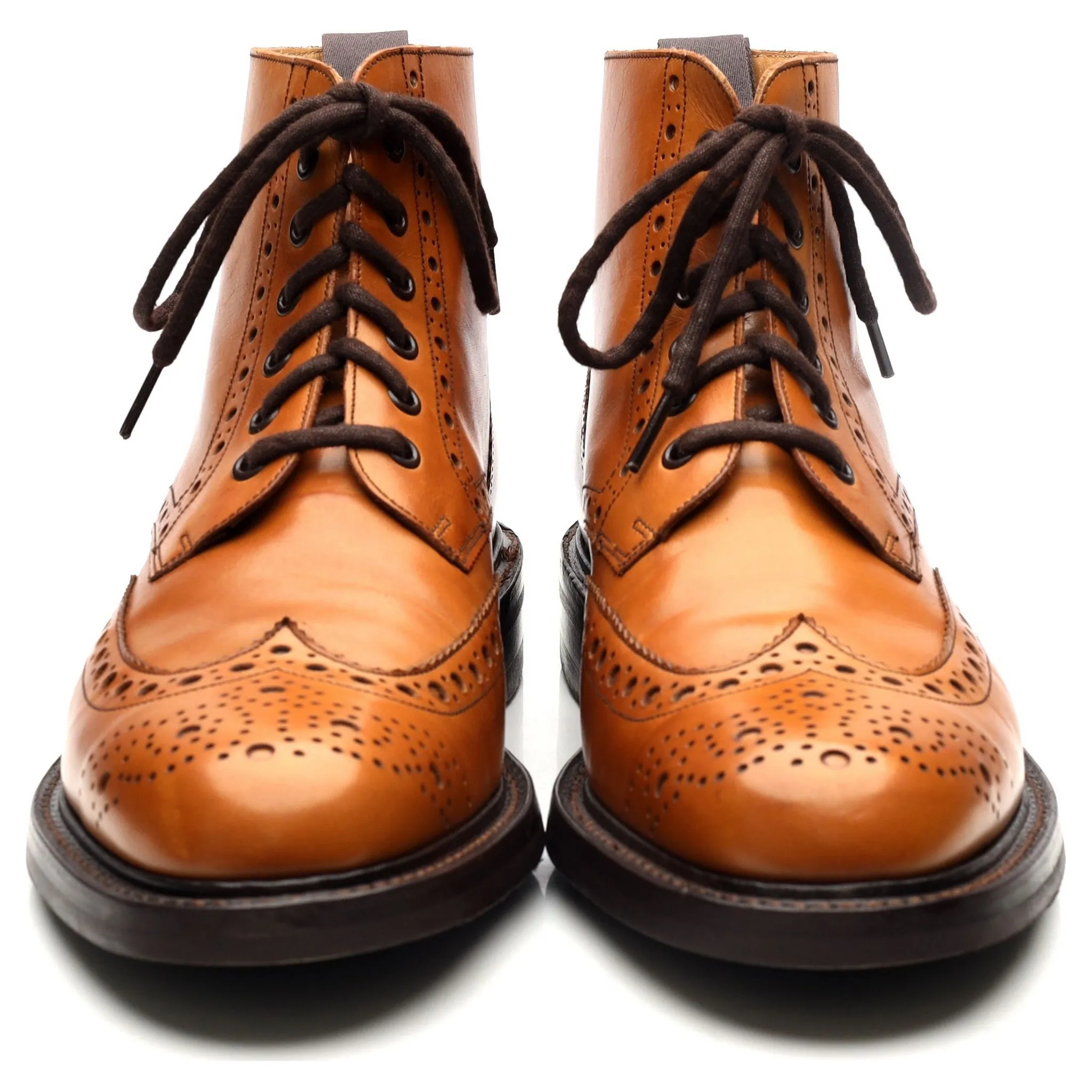 'Harrison' Tan Brown Leather Brogue Boots UK 9 F