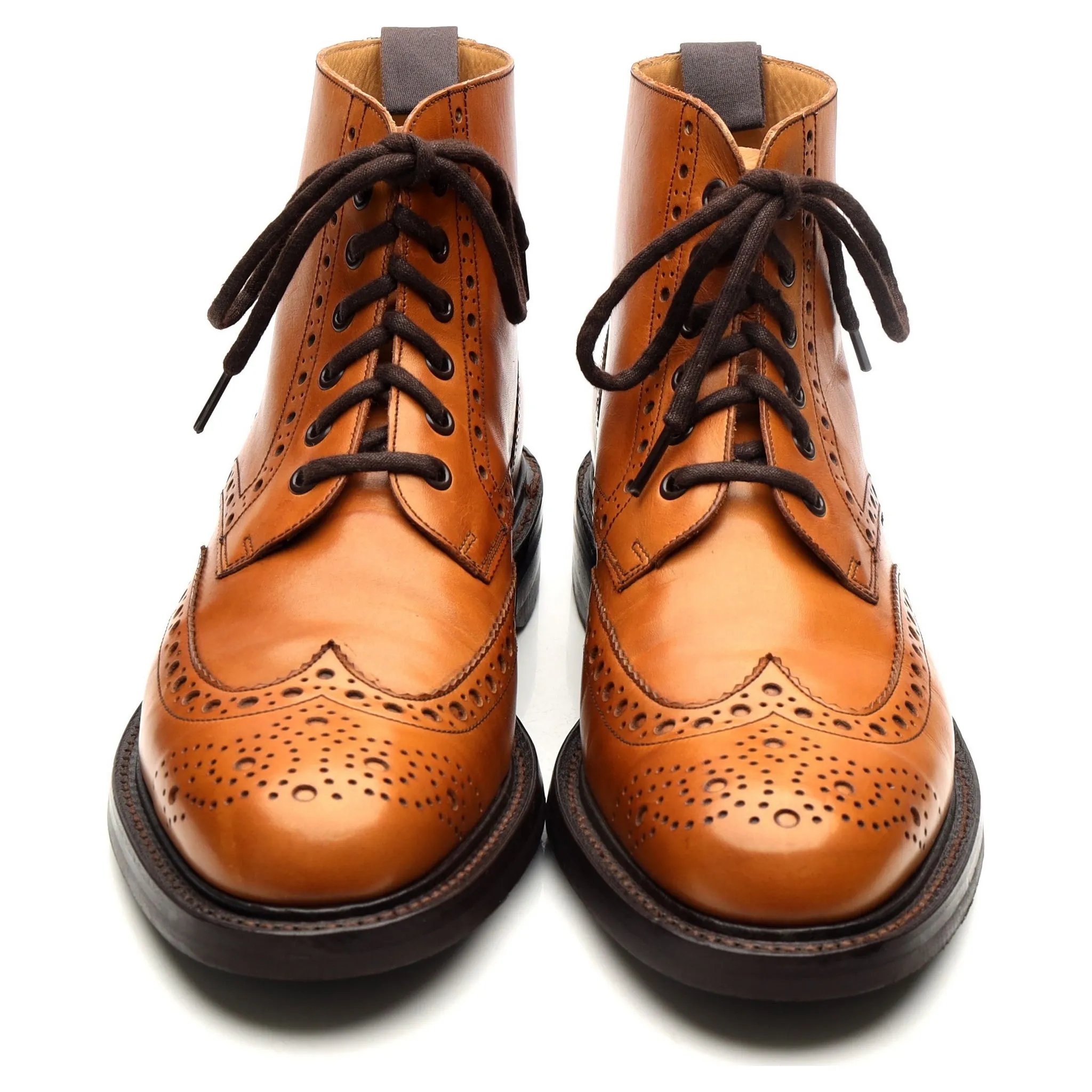 'Harrison' Tan Brown Leather Brogue Boots UK 9 F