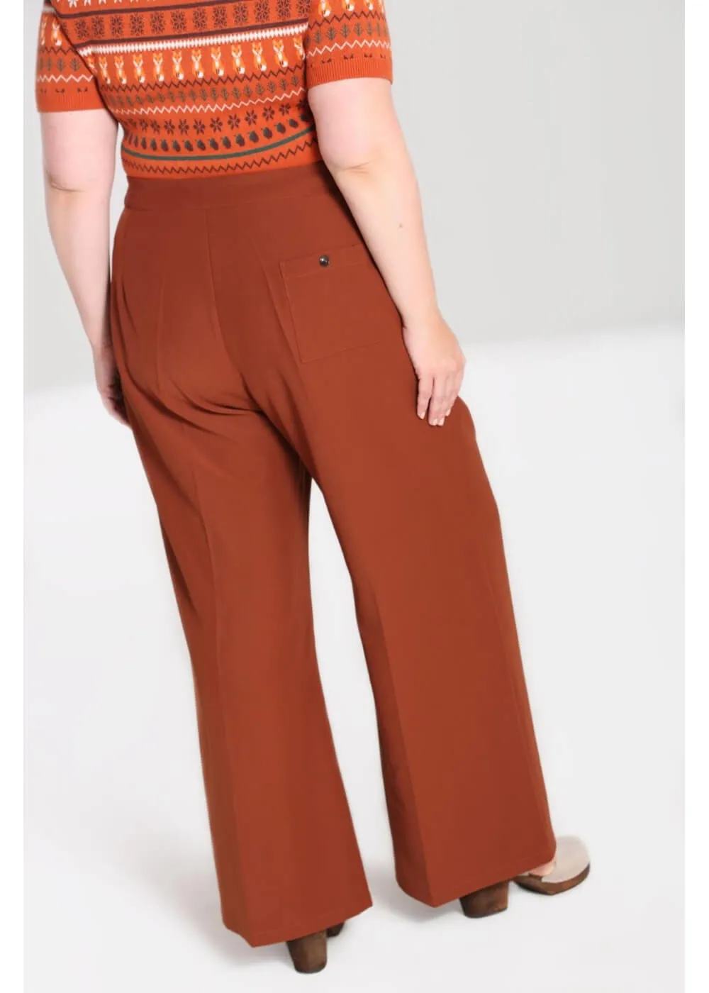 Hell Bunny Ginger 40's Swing Pants Brown