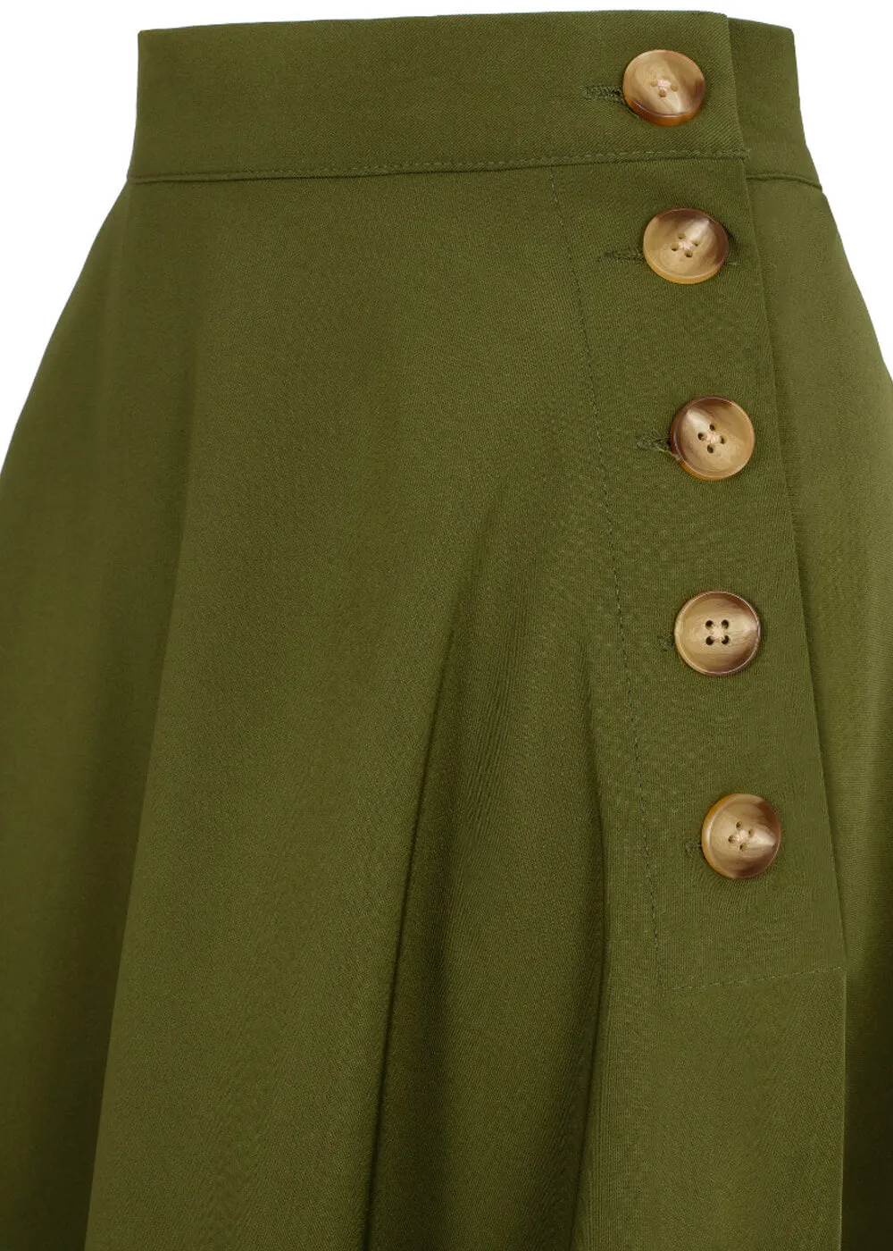 Hell Bunny Ravenwood 40's Swing Skirt Khaki Green