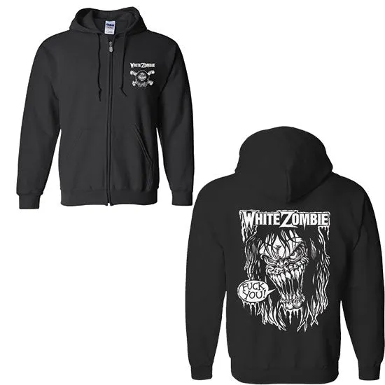 Hoodie - White Zombie - F You - Zip