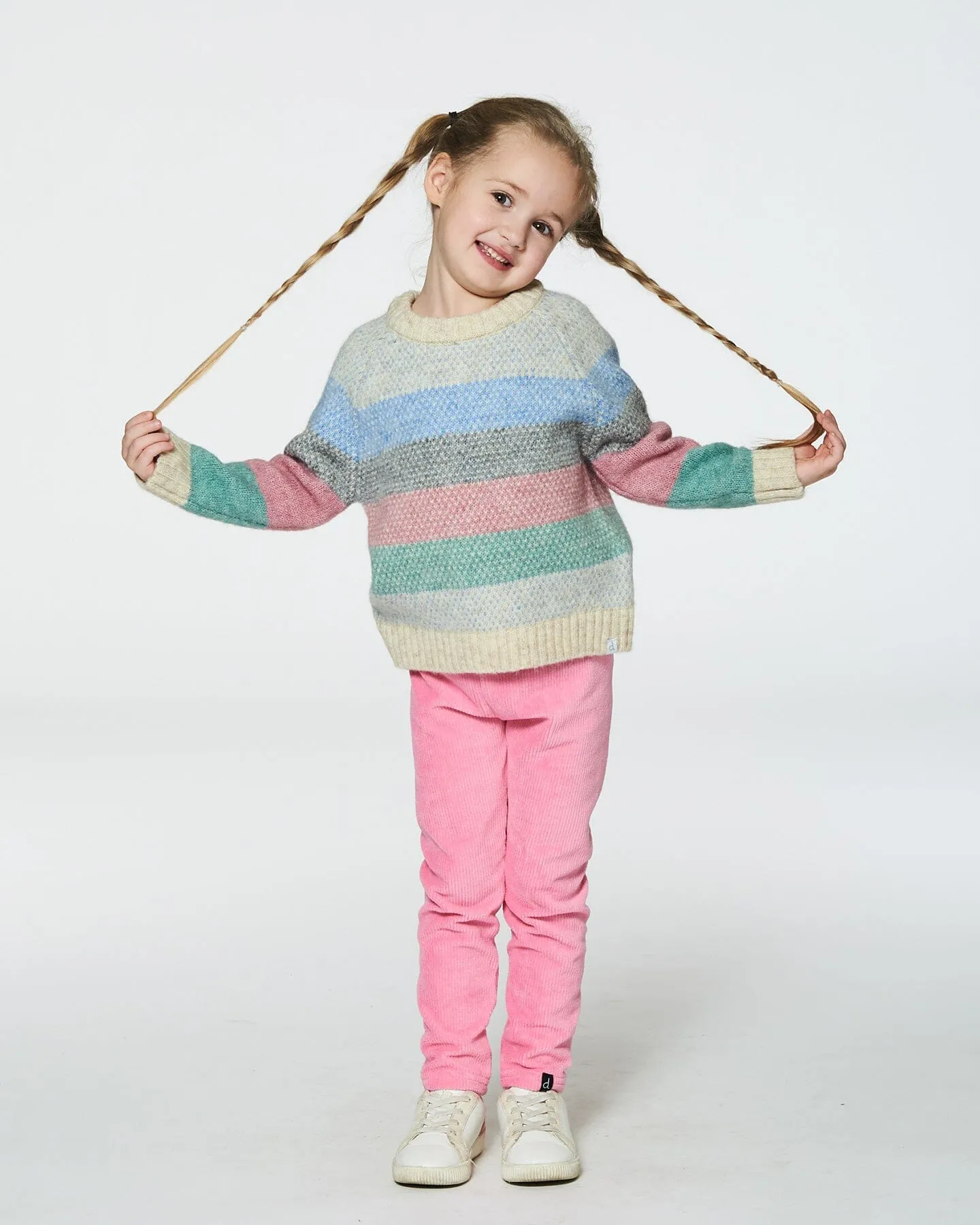 Horizontal Stripe Sweater Beige, Blue And Pink