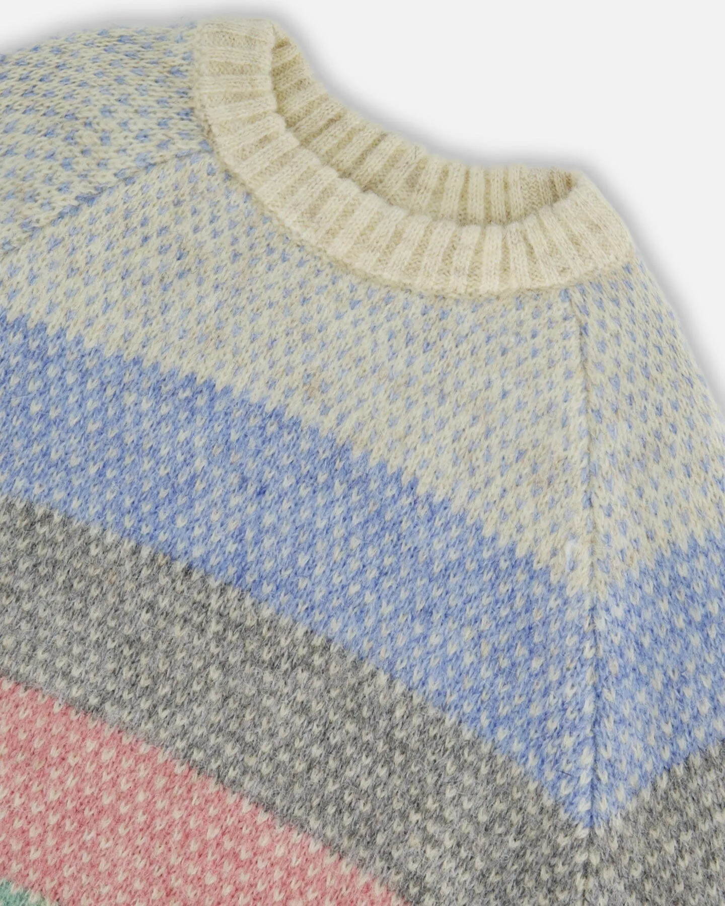 Horizontal Stripe Sweater Beige, Blue And Pink