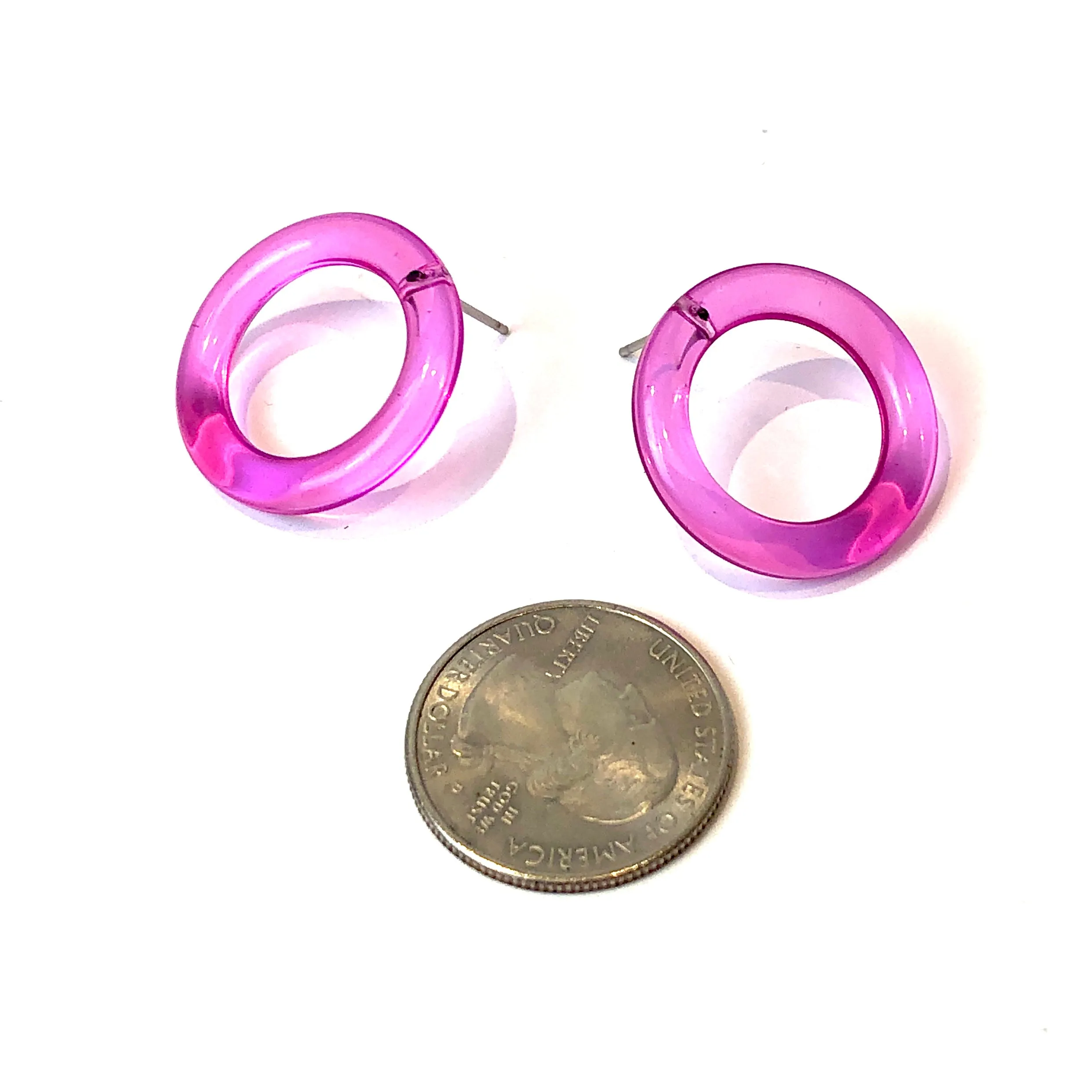 Hot Pink Donut Stud Earrings