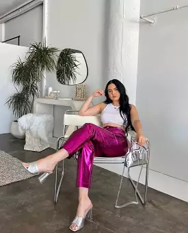 HOT PINK METALLIC TROUSER