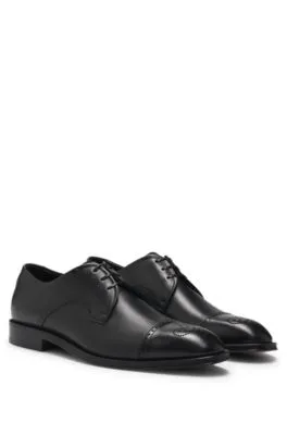 Italian-leather Derby shoes with cap toe