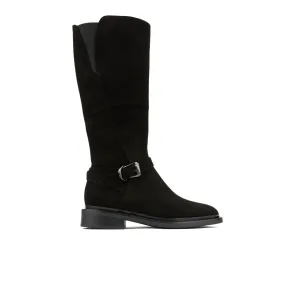 JAMIE BLACK - Women's leather knee high riding boots with rounded toe