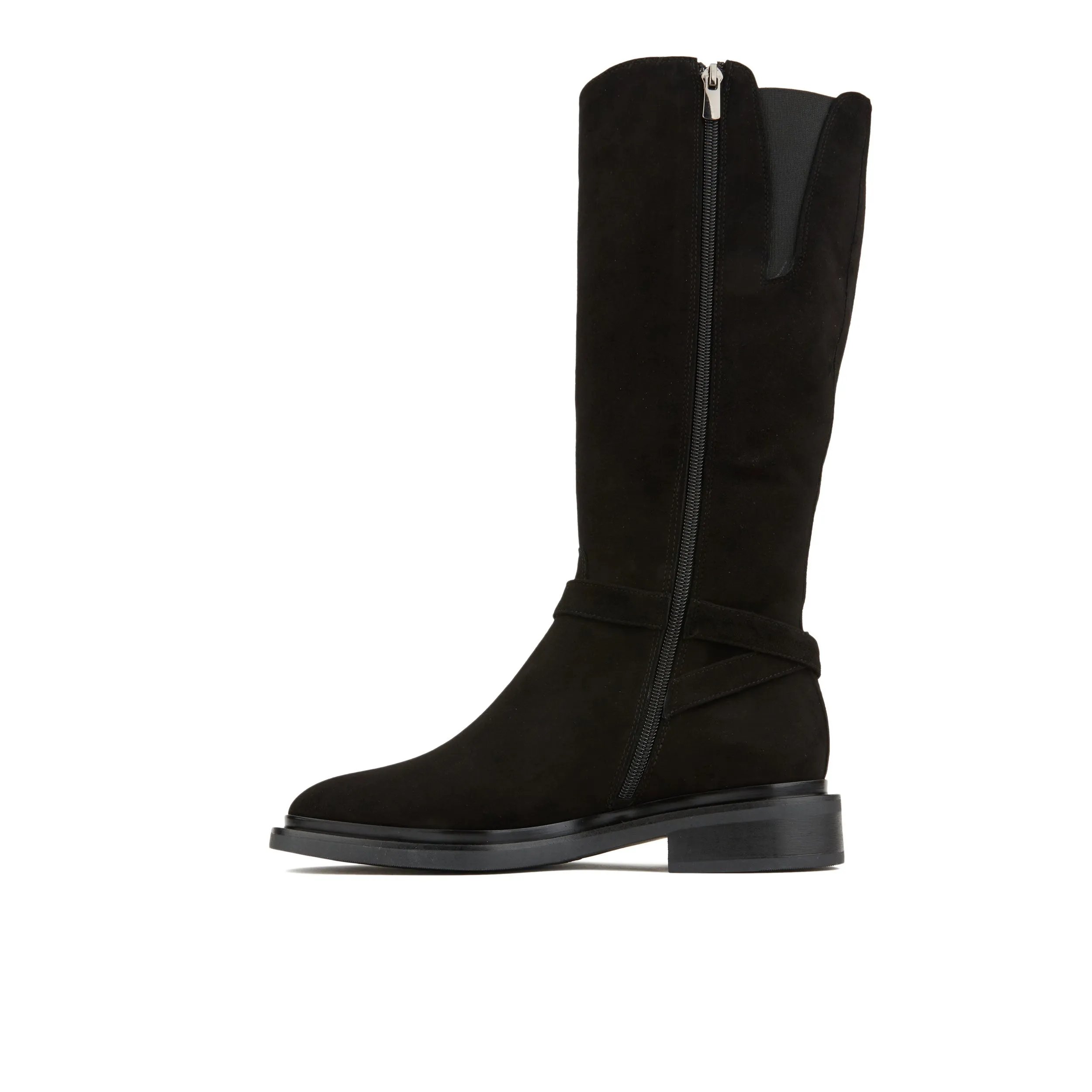 JAMIE BLACK - Women's leather knee high riding boots with rounded toe