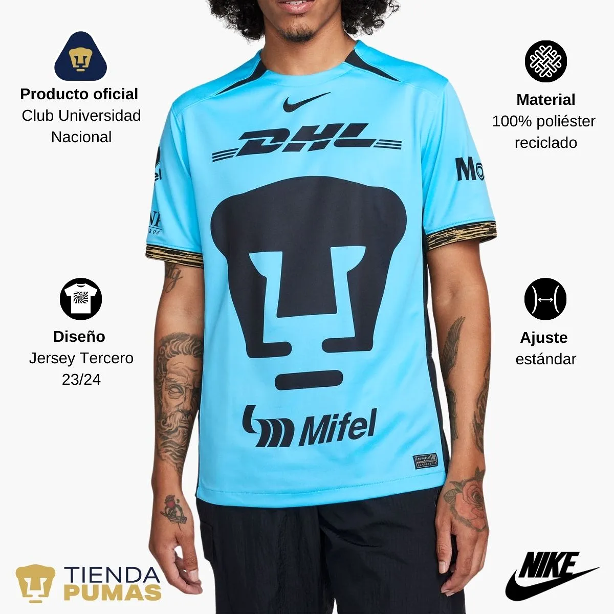 Jersey Tercer Kit Pumas UNAM Nike Hombre 23/24