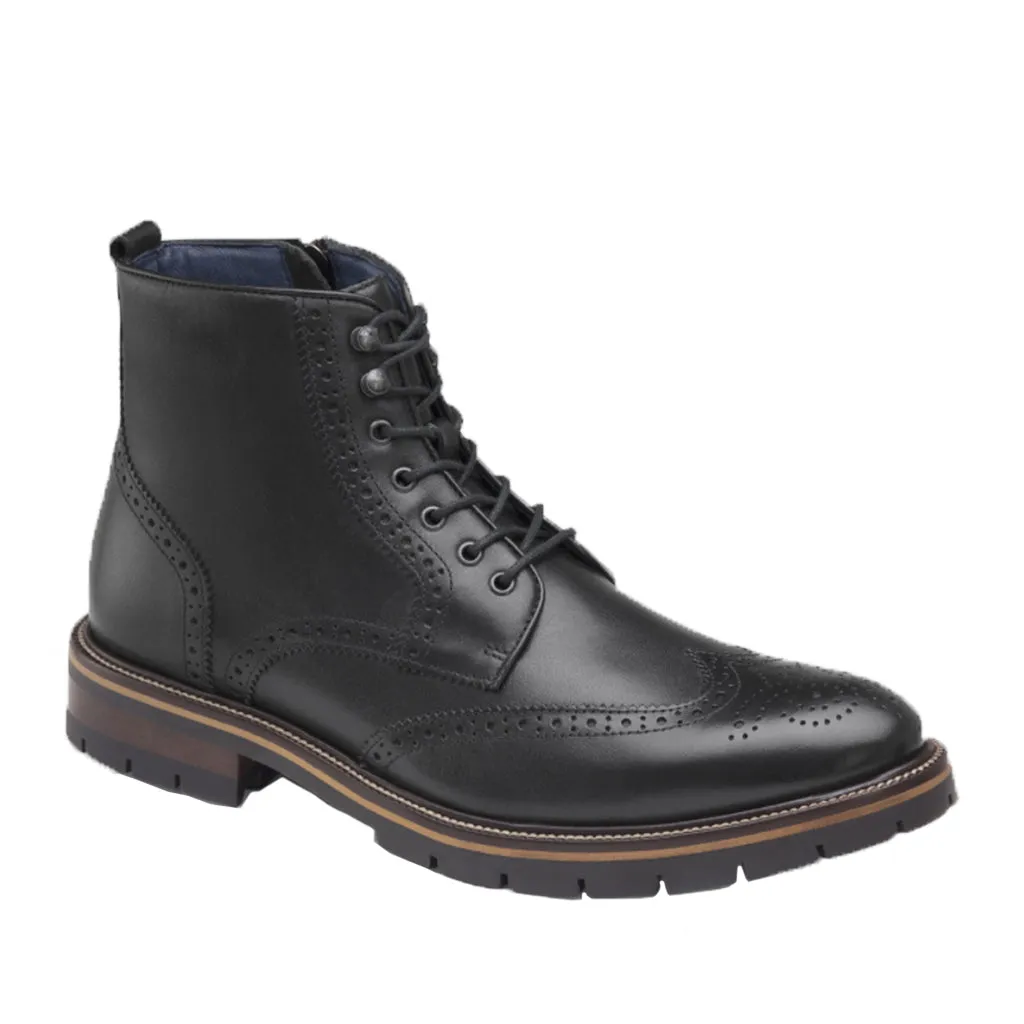 Johnston & Murphy Men's Cody Wingtip Zip Boots in Black