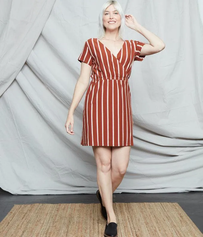 Known Supply Juniper Stripe T-Shirt Midi Dress in Cinnamon