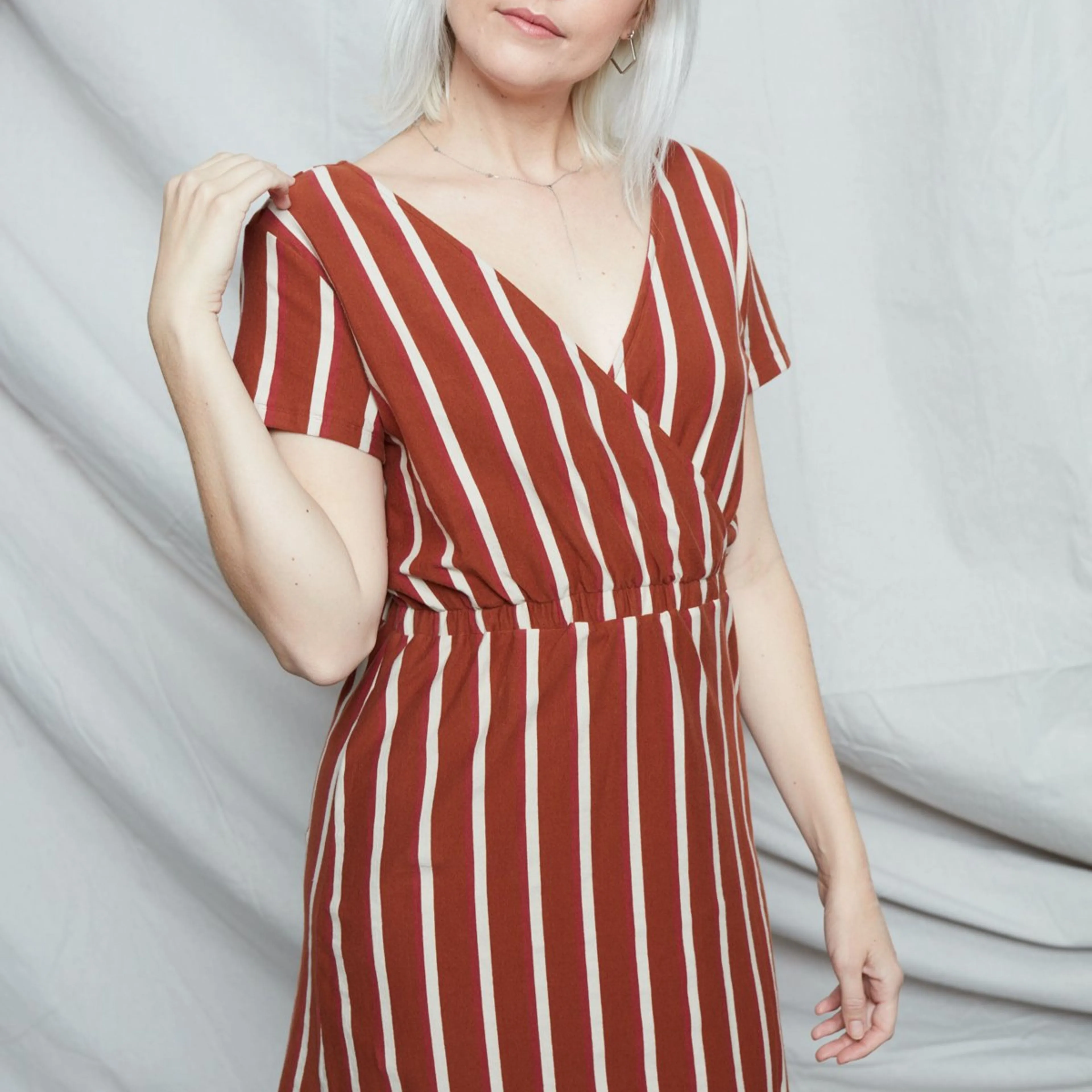 Known Supply Juniper Stripe T-Shirt Midi Dress in Cinnamon