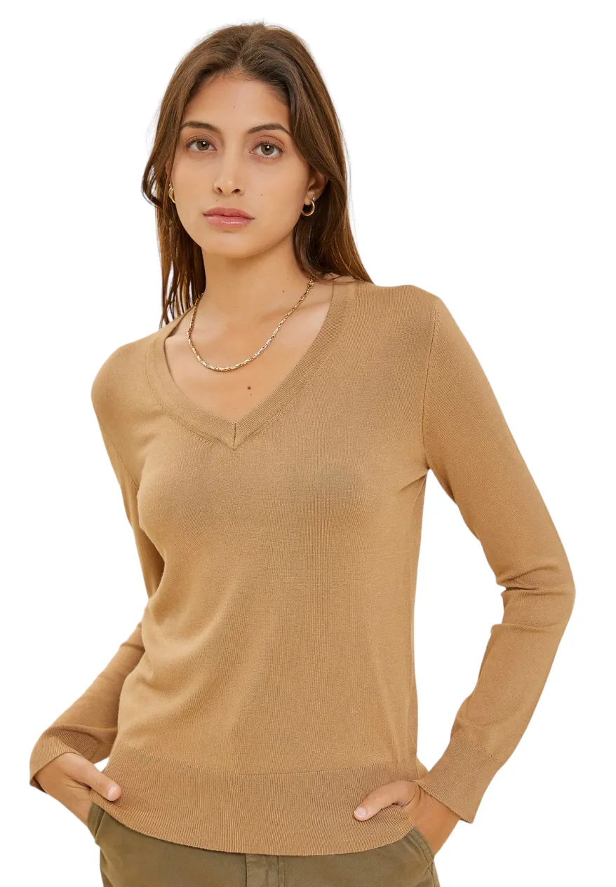 LONG SLEEVE V-NECK SWEATER