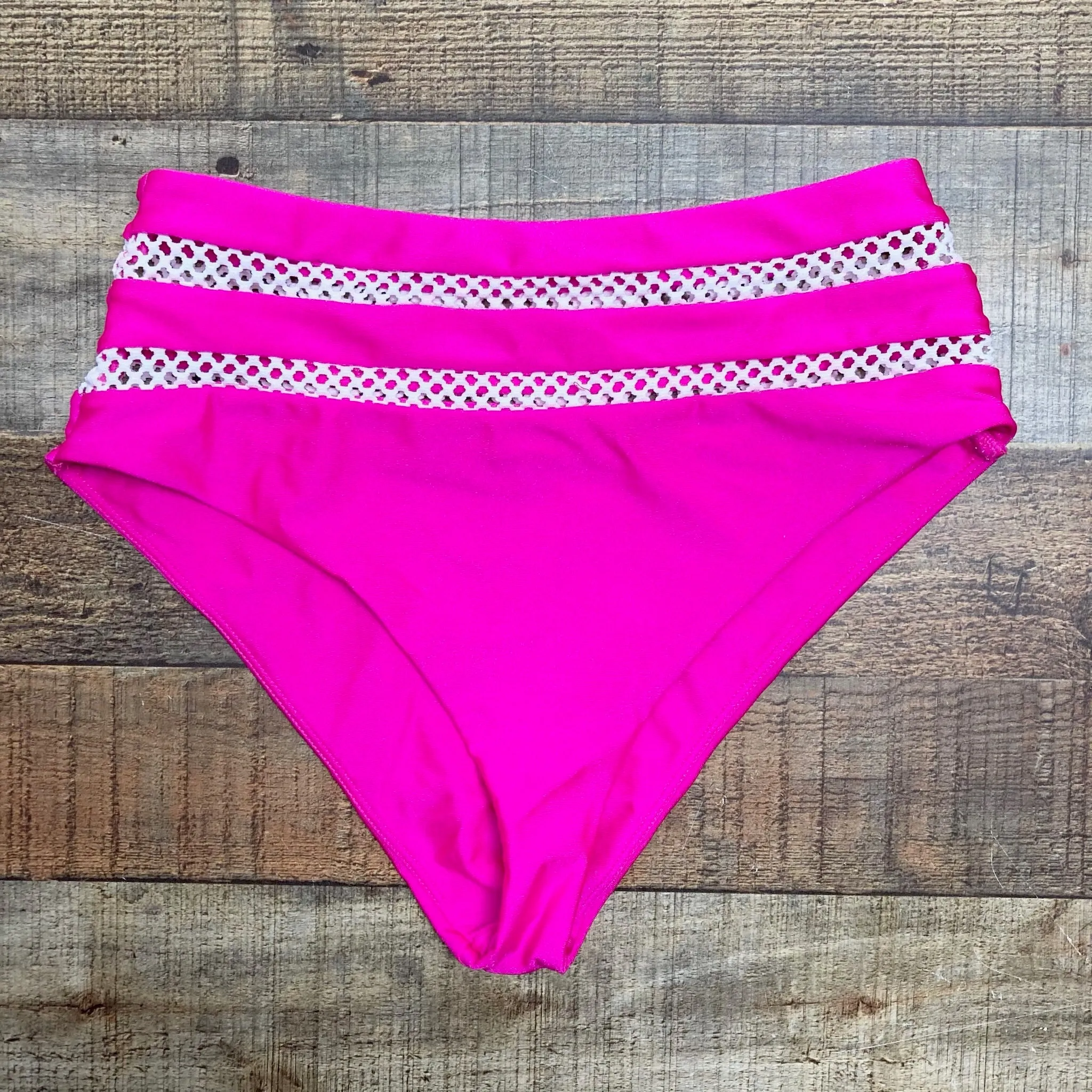 Lovers + Friends Hot Pink Crochet Trim Bikini Bottoms- Size S (sold out online, we have matching top)