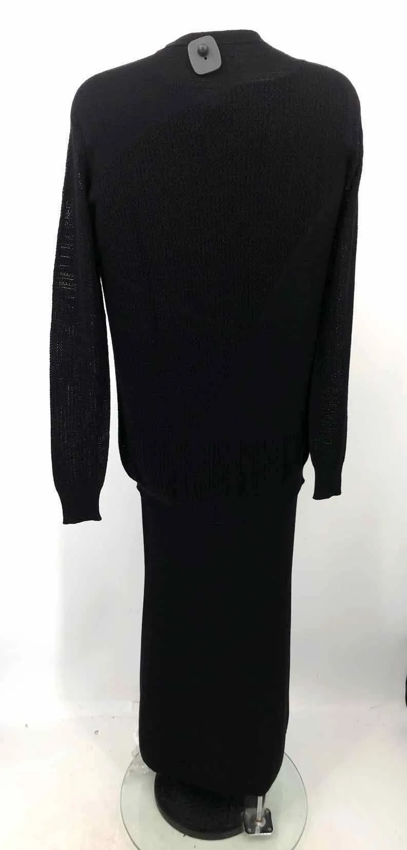 M. PATMOS Black Merino Wool USA Made! Woven Pattern Sweater & Skirt 3PC Set