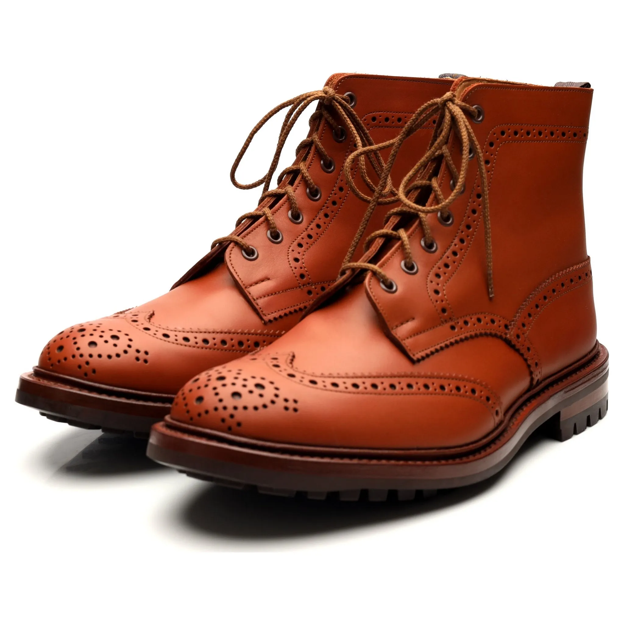 'Malton' Tan Brown Leather Brogue Boots UK 11