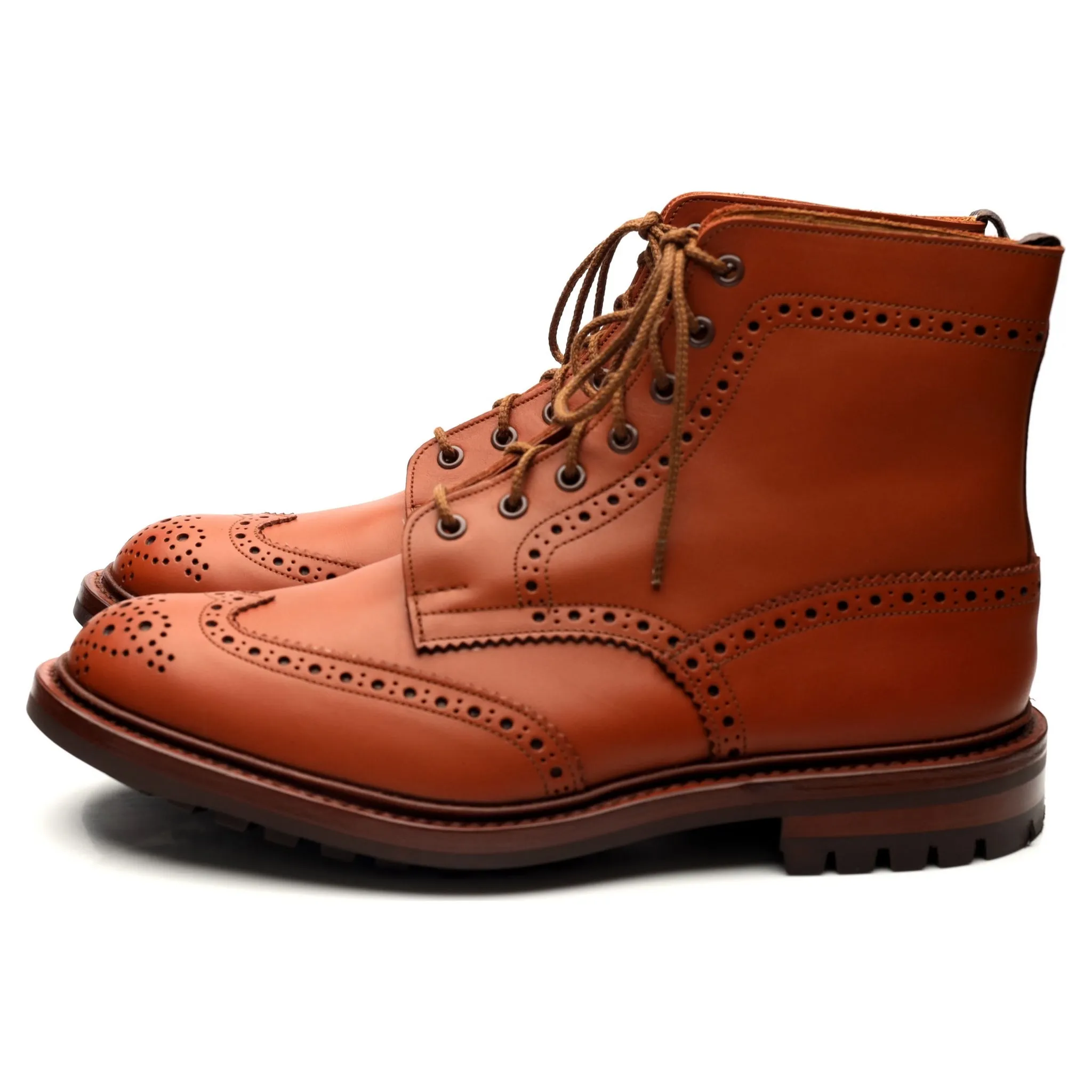 'Malton' Tan Brown Leather Brogue Boots UK 11