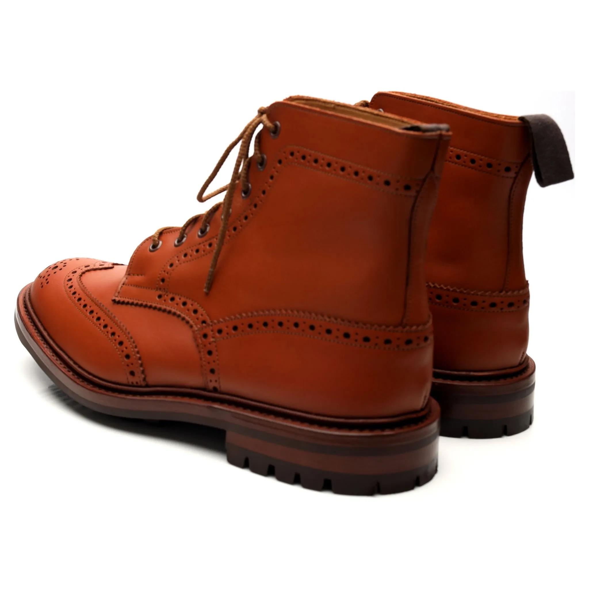 'Malton' Tan Brown Leather Brogue Boots UK 11