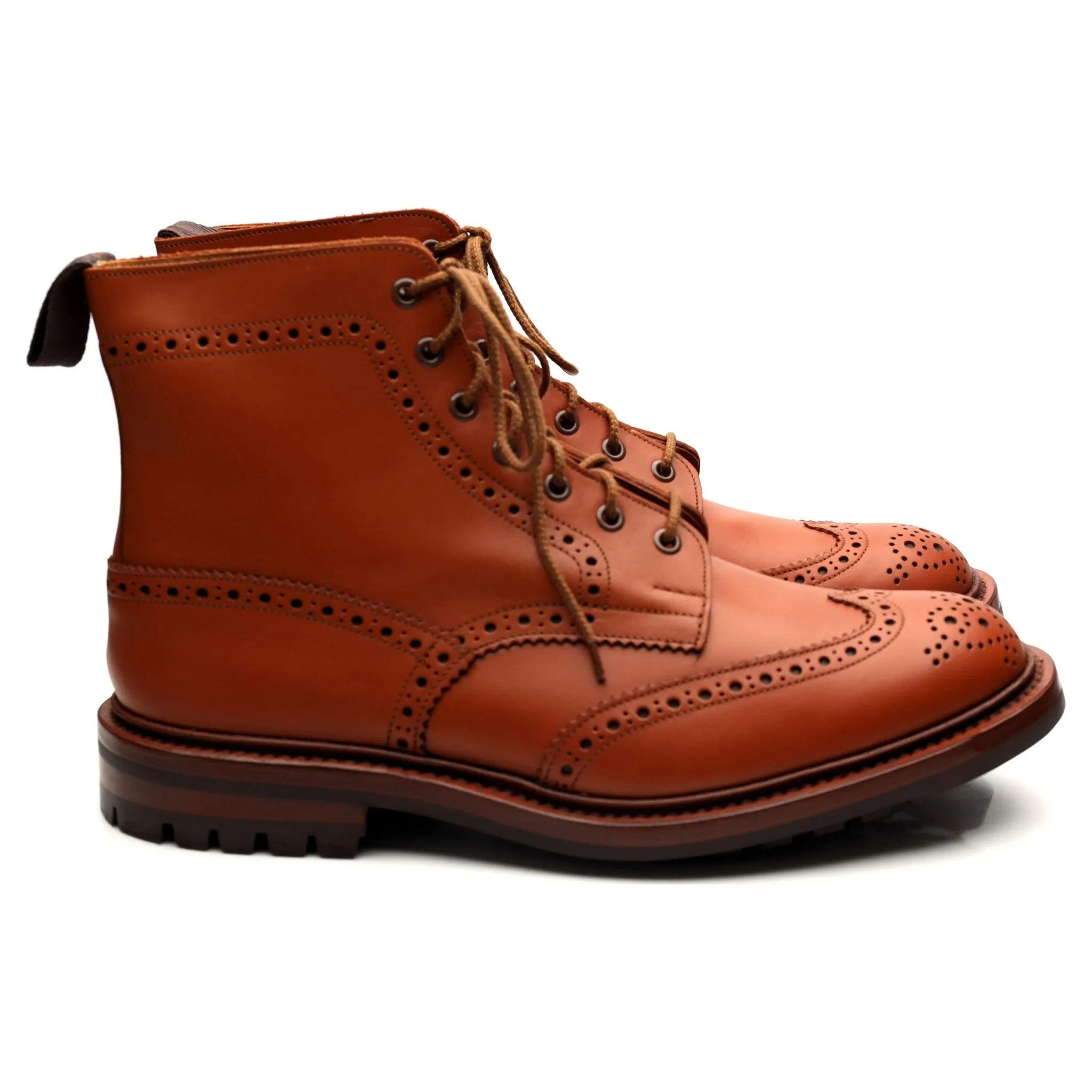 'Malton' Tan Brown Leather Brogue Boots UK 11