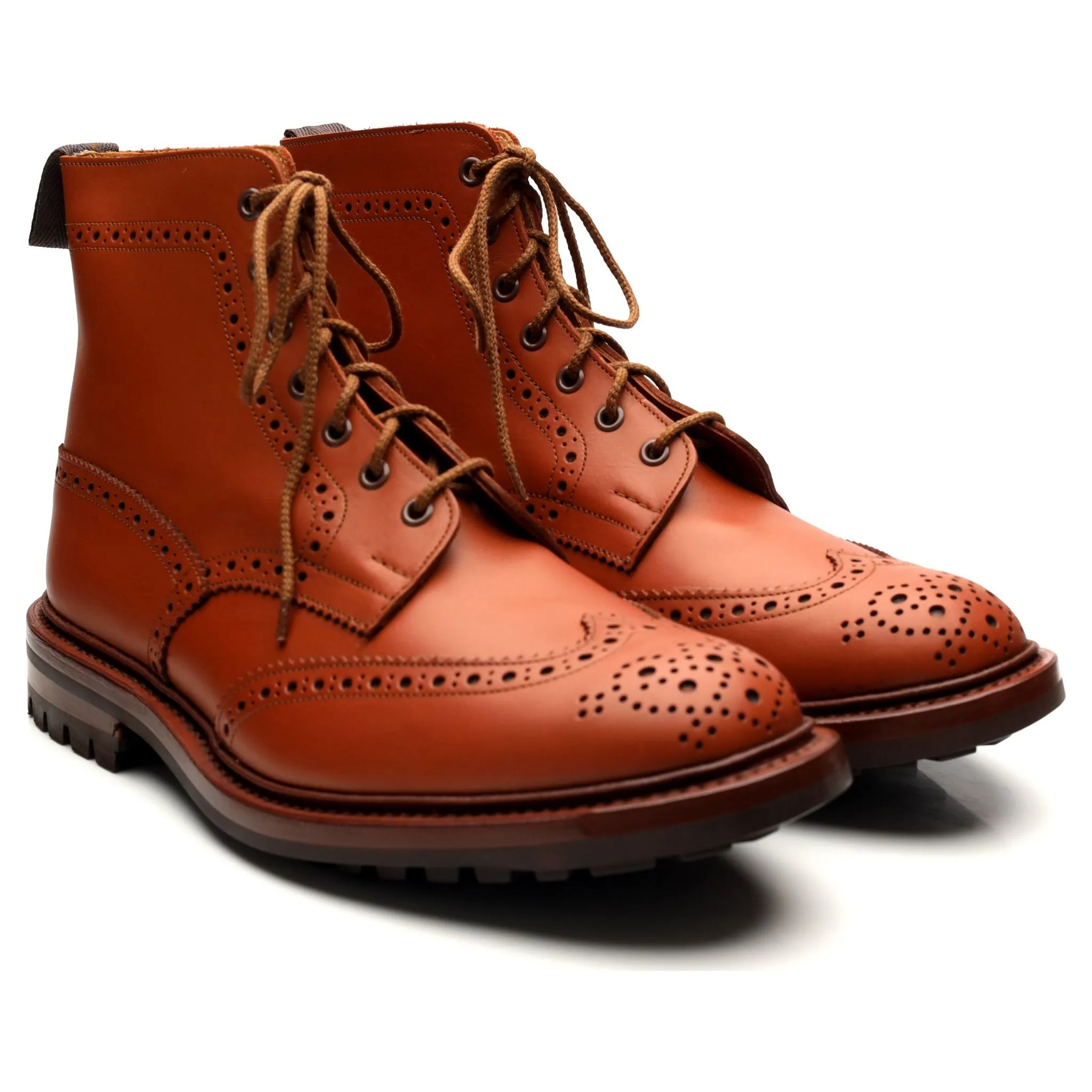 'Malton' Tan Brown Leather Brogue Boots UK 11